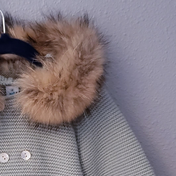 MiLoves Knit Cardigan W/Racoon Fur Trim - Picture 3 of 5